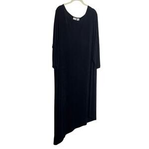 Chicos Travelers Womens Maxi Dress Size 4 (20/22) Black Slinky Knit Asymmetrical